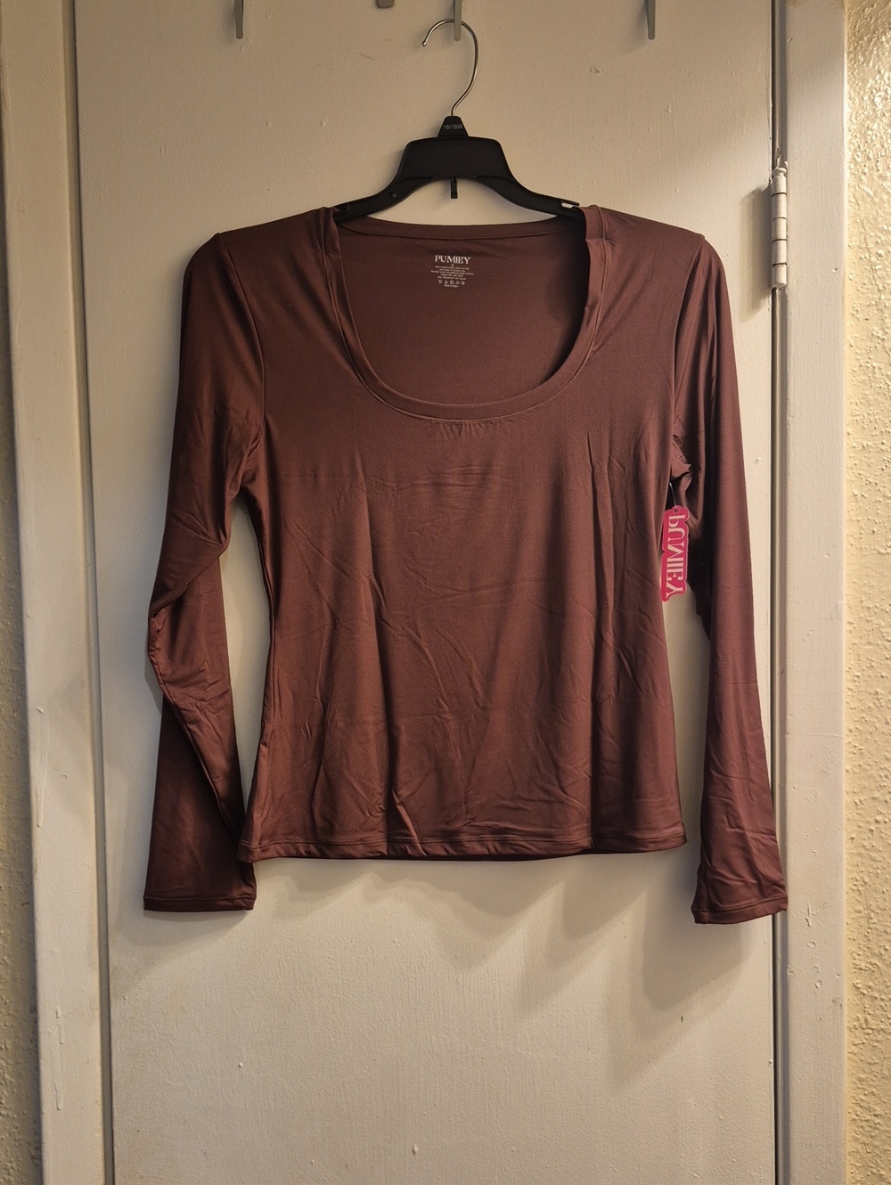 Full Tilt Scoop Neck Long Sleeve Top - Brown